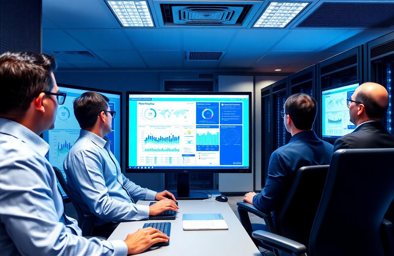 Equipe técnica analisando relatórios COSIF e índices prudenciais BACEN no data center ArtCont